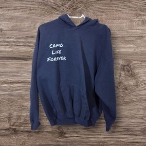 ⭐️Gildan Blue Camo Life Forever Pullover Hoodie Sweatshirt Size XL